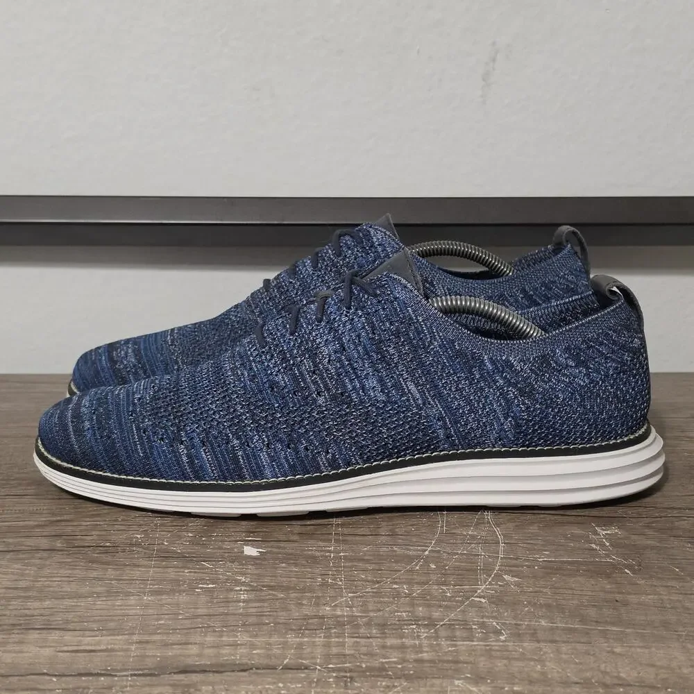 Cole Haan 2.Zerogrand Stitchlite Men's Wingtip Knit Oxford Shoes Size 11 Blue